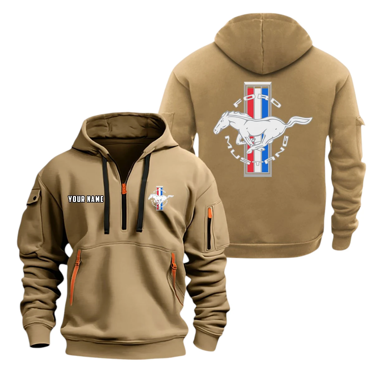Mustang Half Zip Hoodie, Sports Hooded Multi-Pocket, Custom Name TN080325Y25QZ2HCT8MUS Mustang Half Zip Hoodie, Sports Hooded Multi-Pocket, Custom Name TN080325Y25QZ2HCT8MUS