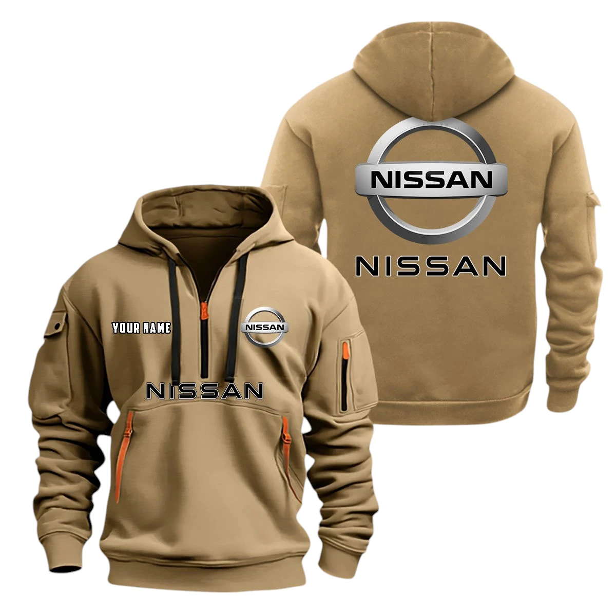 Nissan Half Zip Hoodie, Sport Hooded Multi-Pocket, Custom Name TN100325Y25QZ2HCTR1NIS Nissan Half Zip Hoodie, Sport Hooded Multi-Pocket, Custom Name TN100325Y25QZ2HCTR1NIS