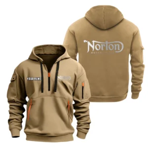 Norton Motorcycle Half Zip Hoodie, Sport Hooded Multi-Pocket, Custom Name TN100325Y25QZ2HCTR1NOM
