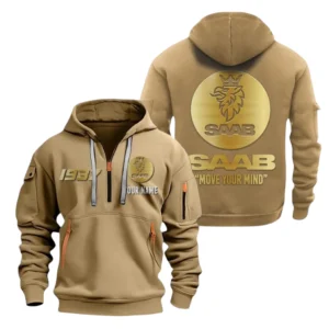 Saab Half Zip Hoodie, Sport Hooded Multi-Pocket, Custom Name TN100325Y25QZ2HCTR22SAA