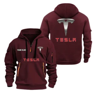 Tesla Half Zip Hoodie, Sport Hooded Multi-Pocket, Custom Name TN100325Y25QZ2HCTR1TES