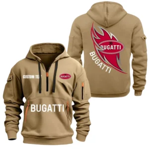 Bugatti Half Zip Hoodie, Sports Hooded Multi-Pockets, Custom Name TN250325Y25QZ2HRCT5BUG