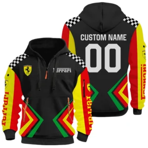 Scuderia Ferrari F1 Half Zip Hoodie All Over Prints, Multi-Pockets Custom Name & Number HIDI070325Y26QZ3HSF1