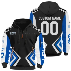 RAM Racing Half Zip Hoodie All Over Prints, Multi-Pockets Custom Name & Number HIDI080325Y26QZ3HRAR