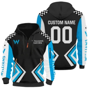 Williams Racing Half Zip Hoodie All Over Prints, Multi-Pockets Custom Name & Number HIDI080325Y26QZ3HWIR