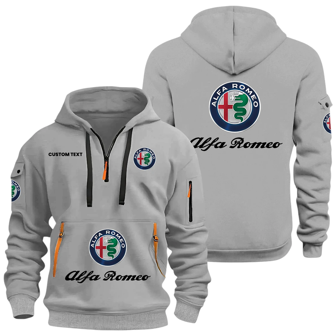 Alfa Romeo Half Zip Hoodie, Sports Hooded Multi-Pockets, Custom Name HIDI010325Y25QZ2HALR Alfa Romeo Half Zip Hoodie, Sports Hooded Multi-Pockets, Custom Name HIDI010325Y25QZ2HALR
