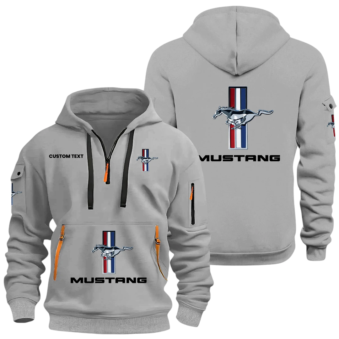 Mustang Half Zip Hoodie, Sports Hooded Multi-Pockets, Custom Name HIDI030325Y25QZ2HMUS Mustang Half Zip Hoodie, Sports Hooded Multi-Pockets, Custom Name HIDI030325Y25QZ2HMUS