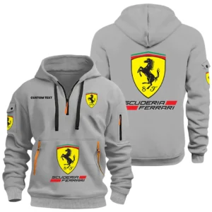 Scuderia Ferrari Half Zip Hoodie, Sports Hooded Multi-Pockets, Custom Name HIDI040325Y25QZ2HSCF
