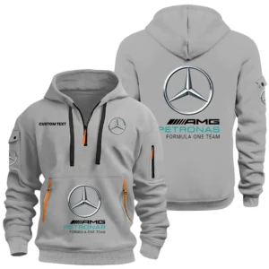 Mercedes-AMG Petronas Half Zip Hoodie, Sports Hooded Multi-Pockets, Custom Name HIDI060325Y25QZ2HMAP