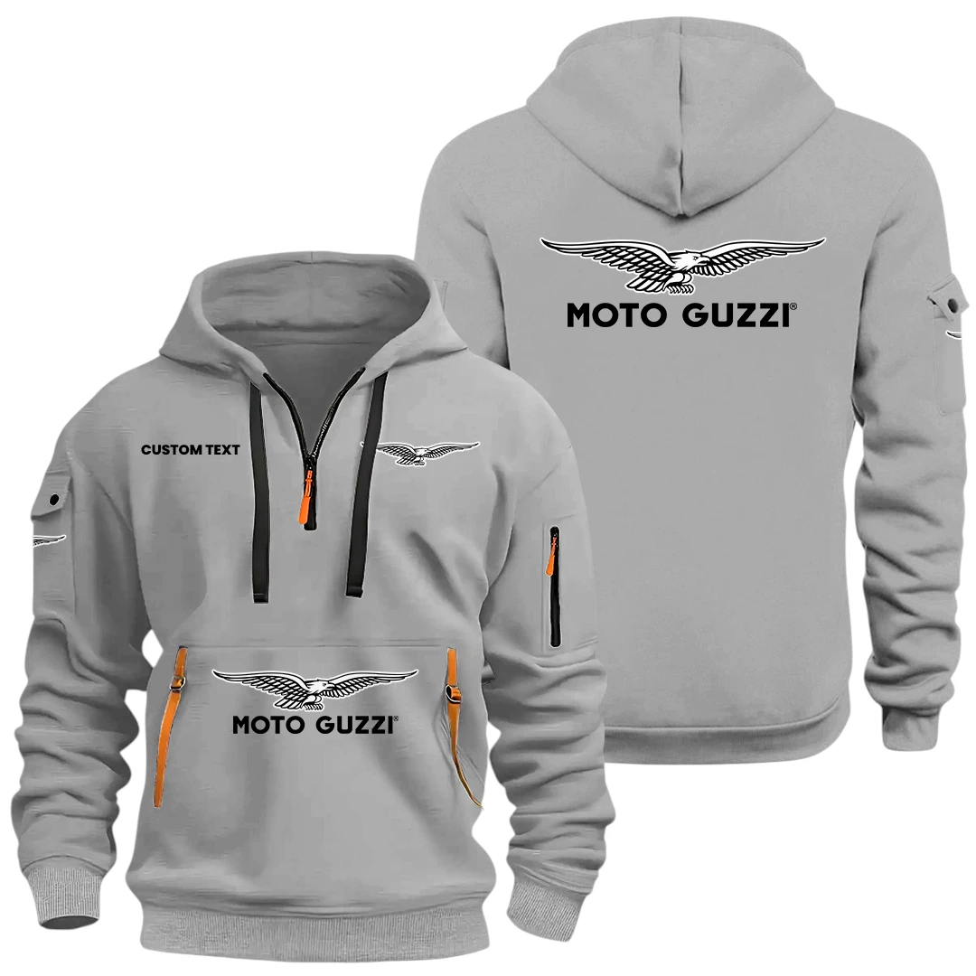Moto Guzzi Half Zip Hoodie, Sports Hooded Multi-Pockets, Custom Name HIDI060325Y25QZ2HMOG Moto Guzzi Half Zip Hoodie, Sports Hooded Multi-Pockets, Custom Name HIDI060325Y25QZ2HMOG