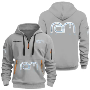 RAM Racing Half Zip Hoodie, Sports Hooded Multi-Pockets, Custom Name HIDI060325Y25QZ2HRAR