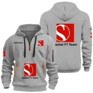 Sauber Motorsport Half Zip Hoodie, Sports Hooded Multi-Pockets, Custom Name HIDI060325Y25QZ2HSAM