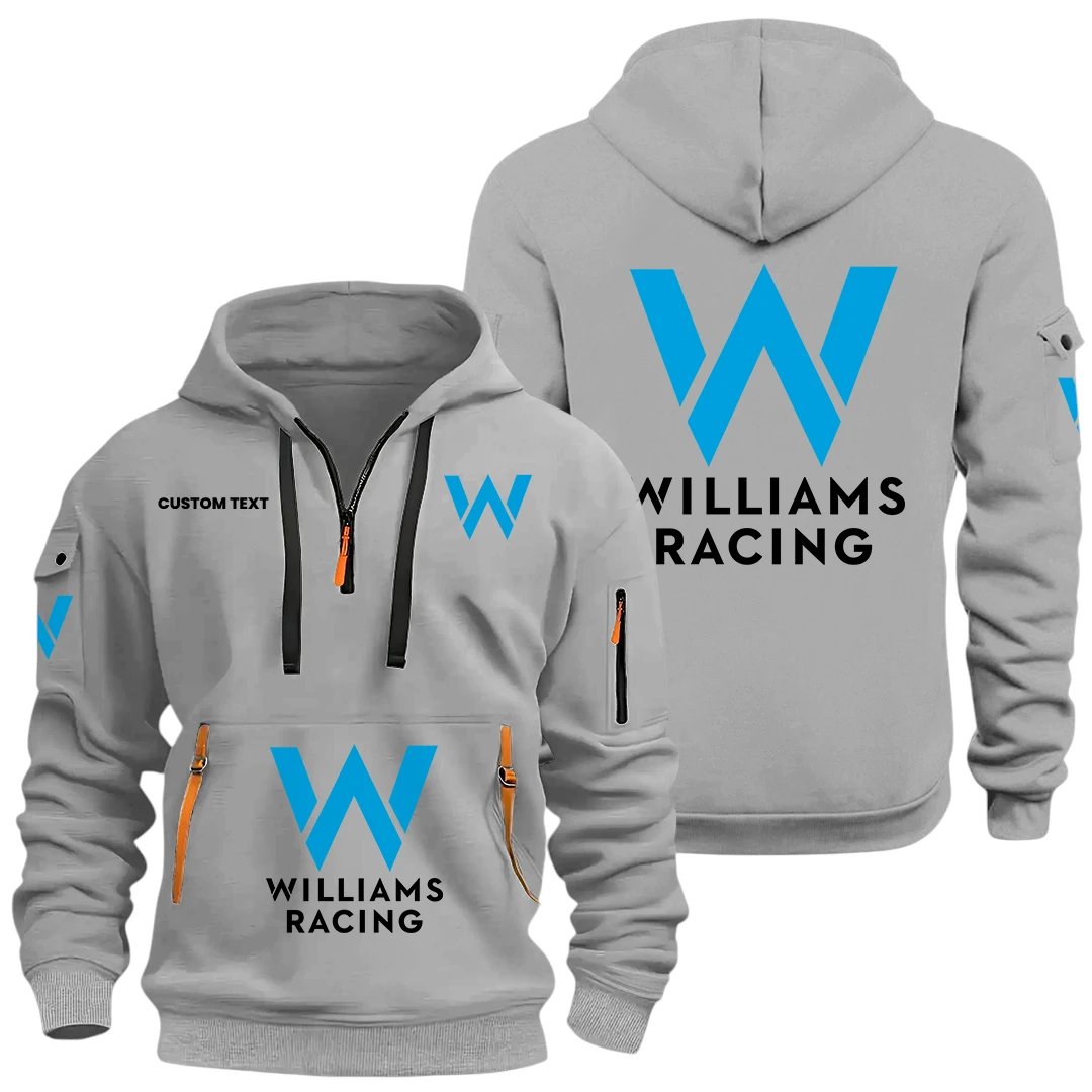 Williams Racing Half Zip Hoodie, Sports Hooded Multi-Pockets, Custom Name HIDI060325Y25QZ2HWIR Williams Racing Half Zip Hoodie, Sports Hooded Multi-Pockets, Custom Name HIDI060325Y25QZ2HWIR