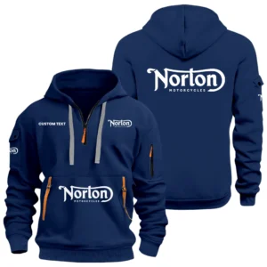 Norton Motorcycle Half Zip Hoodie Sports Hooded Multi-Pocket Custom Name HIDI050325Y25QZ2HNOM