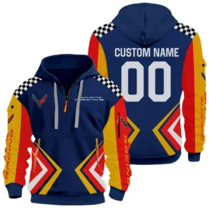 Corvette Racing Half Zip Hoodie All Over Prints, Multi-Pockets Custom Name & Number HIDI080325Y26QZ3HCOV
