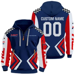 HRC Honda Racing Half Zip Hoodie All Over Prints, Multi-Pockets Custom Name & Number HIDI080325Y26QZ3HHRC