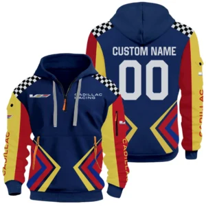 Cadillac Racing Half Zip Hoodie All Over Prints, Multi-Pockets Custom Name & Number HIDI100325Y26QZ3HCAR