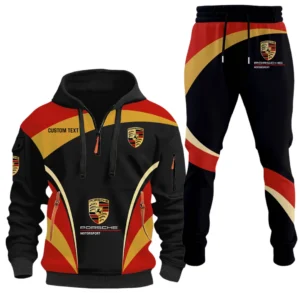 Porsche Motorsport Half Zip Hoodie x Long Pants Set All-over Print, Custom Name HIDI110325Y26QZ3HPOM