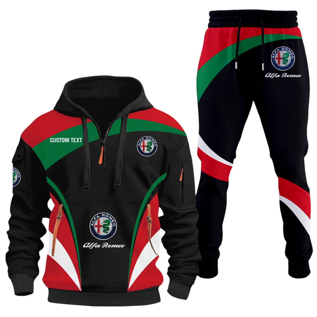 Alfa Romeo Half Zip Hoodie x Long Pants Set All-over Print, Custom Name HIDI120325Y26QZ3HALR Alfa Romeo Half Zip Hoodie x Long Pants Set All-over Print, Custom Name HIDI120325Y26QZ3HALR