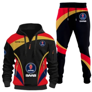 Saab Half Zip Hoodie x Long Pants Set All-over Print, Custom Name HIDI140325Y26QZ3HSAA