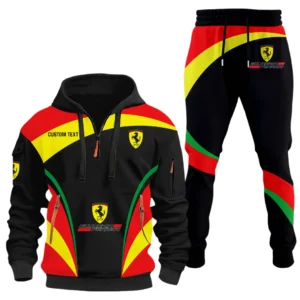 Scuderia Ferrari Half Zip Hoodie x Long Pants Set All-over Print, Custom Name HIDI140325Y26QZ3HSCF