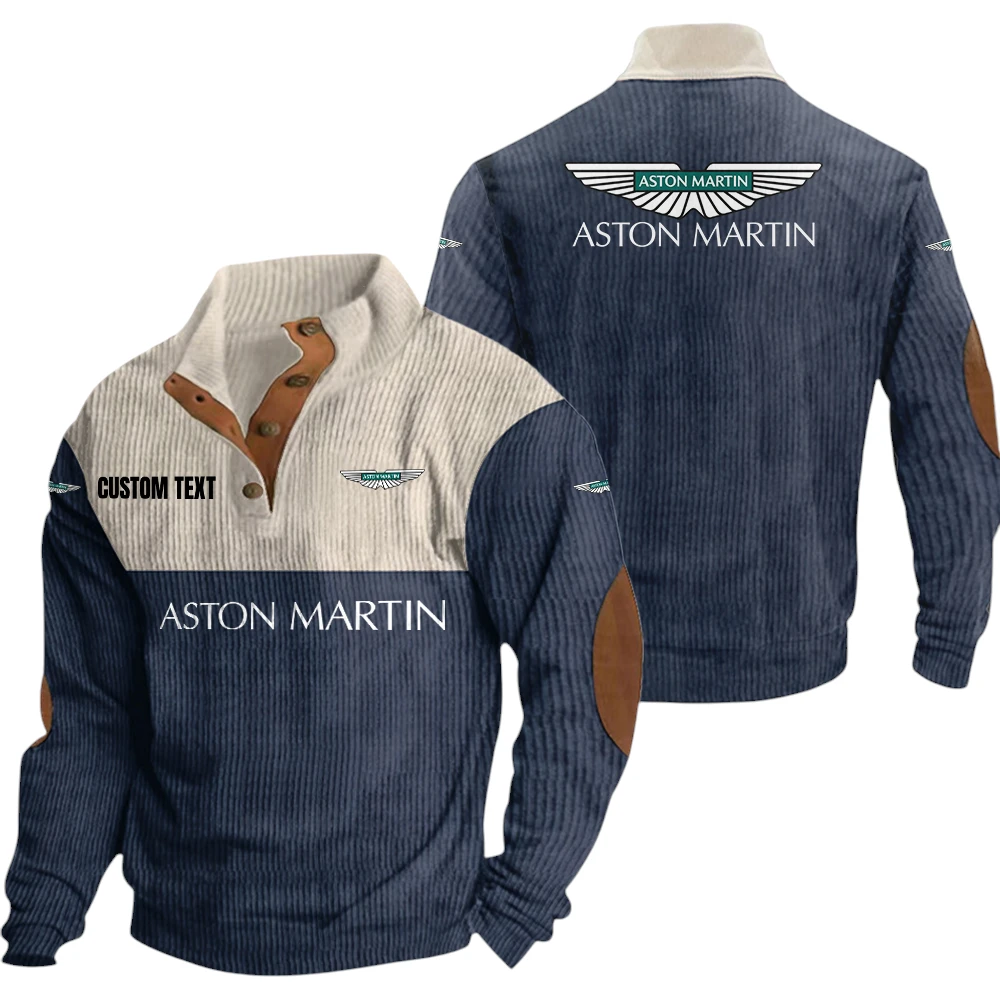 Aston Martin Exclusive Logo Knitted Ribbed Corduroy Sweatshirt Mid Stretch Stand Collar Pullover Sweater, Custom Text HG130325Y32RCSCT1ASM Aston Martin Exclusive Logo Knitted Ribbed Corduroy Sweatshirt Mid Stretch Stand Collar Pullover Sweater, Custom Text HG130325Y32RCSCT1ASM
