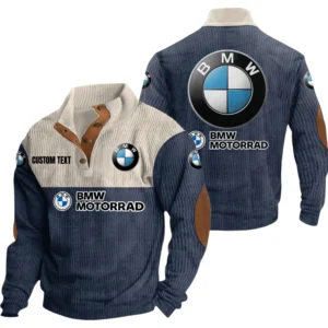 BMW Motorsport Knitted Ribbed Corduroy Sweatshirt Mid Stretch Stand Collar, Custom Text HG130325Y32RCSCT6BMW