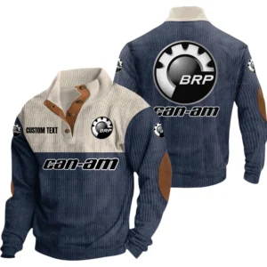 Can Am Motorcycles Knitted Ribbed Corduroy Sweatshirt Mid Stretch Stand Collar Pullover Sweater, Custom Text HG140325Y32RCSCT1CAA