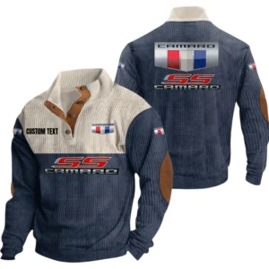 Camaro SS Exclusive Logo Knitted Ribbed Corduroy Sweatshirt Mid Stretch Stand Collar Pullover Sweater, Custom Text HG140325Y32RCSCT1CAS