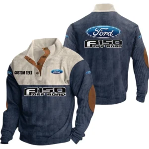 Ford F150 Exclusive Logo Knitted Ribbed Corduroy Sweatshirt Mid Stretch Stand Collar Pullover Sweater, Custom Text HG140325Y32RCSCT1FOF