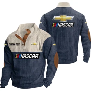 Chevy Nascar Exclusive Logo Knitted Ribbed Corduroy Sweatshirt Mid Stretch Stand Collar Pullover Sweater, Custom Text HG140325Y32RCSCT2CHE