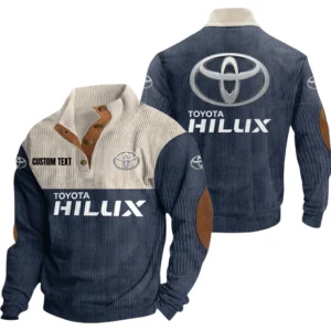 Hilux Exclusive Logo Knitted Ribbed Corduroy Sweatshirt Mid Stretch Stand Collar Pullover Sweater, Custom Text HG150325Y32RCSCT1HIL