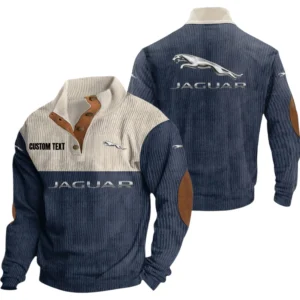 Jaguar Cars Exclusive Logo Knitted Ribbed Corduroy Sweatshirt Mid Stretch Stand Collar Pullover Sweater, Custom Text HG150325Y32RCSCT1JAC