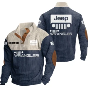 Jeep Wrangler Exclusive Logo Knitted Ribbed Corduroy Sweatshirt Mid Stretch Stand Collar Pullover Sweater, Custom Text HG150325Y32RCSCT1JEE