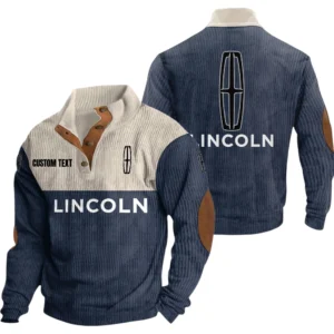 Lincoln Exclusive Logo Knitted Ribbed Corduroy Sweatshirt Mid Stretch Stand Collar Pullover Sweater, Custom Text HG150325Y32RCSCT1LIN