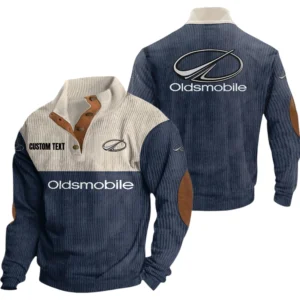 Oldsmobile Exclusive Logo Knitted Ribbed Corduroy Sweatshirt Mid Stretch Stand Collar Pullover Sweater, Custom Text HG170325Y32RCSCT1OLD