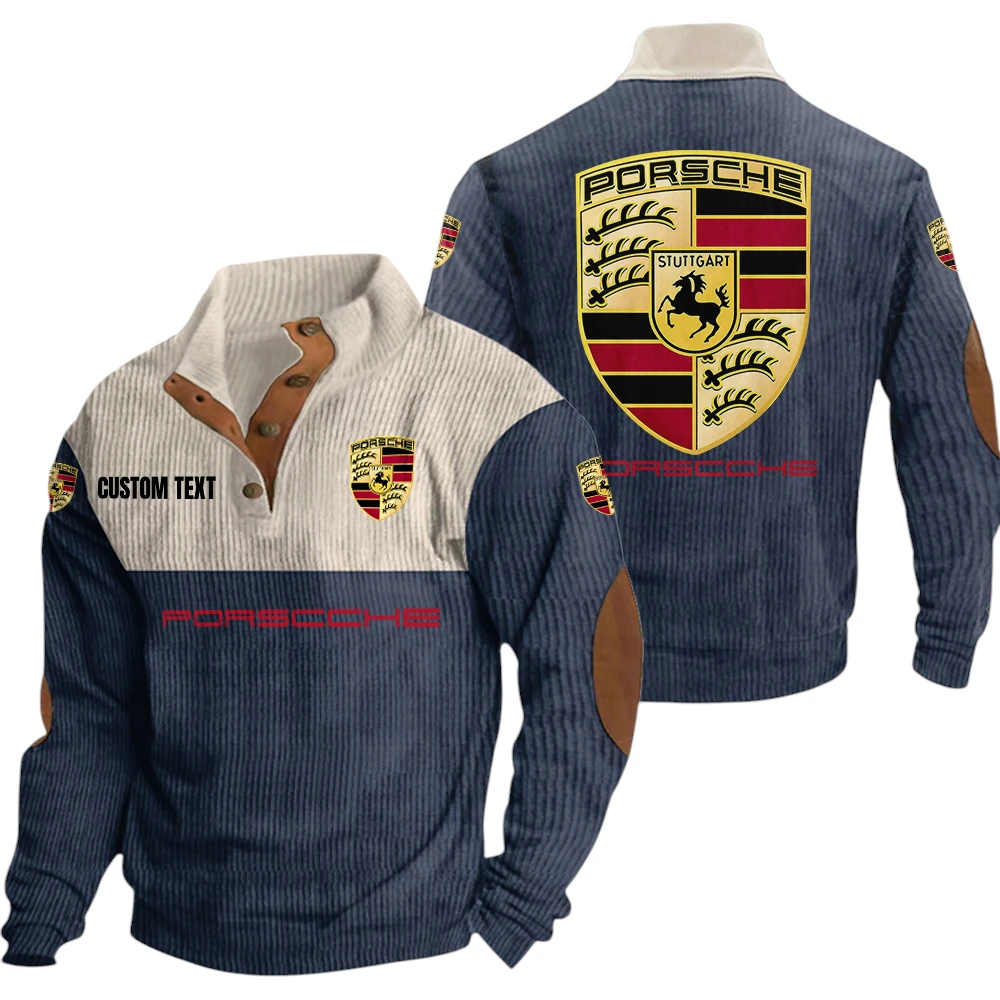 Porsche Exclusive Logo Knitted Ribbed Corduroy Sweatshirt Mid Stretch Stand Collar Pullover Sweater, Custom Text HG170325Y32RCSCT1POR Porsche Exclusive Logo Knitted Ribbed Corduroy Sweatshirt Mid Stretch Stand Collar Pullover Sweater, Custom Text HG170325Y32RCSCT1POR