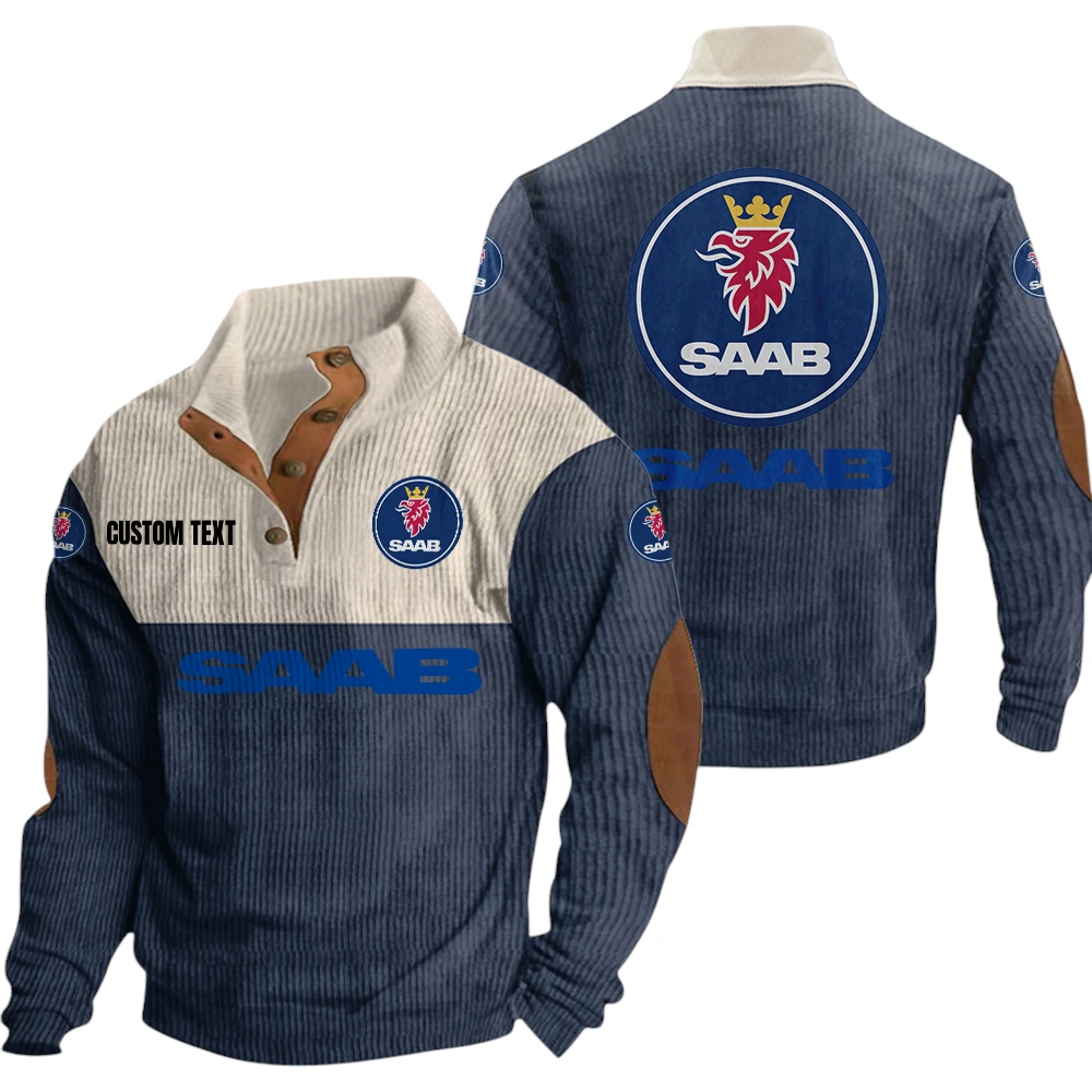 SAAB Exclusive Logo Knitted Ribbed Corduroy Sweatshirt Mid Stretch Stand Collar Pullover Sweater, Custom Text HG170325Y32RCSCT1SAA SAAB Exclusive Logo Knitted Ribbed Corduroy Sweatshirt Mid Stretch Stand Collar Pullover Sweater, Custom Text HG170325Y32RCSCT1SAA