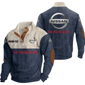 Nissan Exclusive Logo Knitted Ribbed Corduroy Sweatshirt Mid Stretch Stand Collar Pullover Sweater, Custom Text HG170325Y32RCSCT2NIS