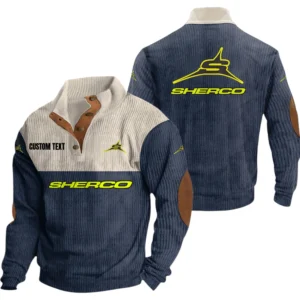 Sherco Exclusive Logo Knitted Ribbed Corduroy Sweatshirt Mid Stretch Stand Collar Pullover Sweater, Custom Text HG170325Y32RCSCT2SHE