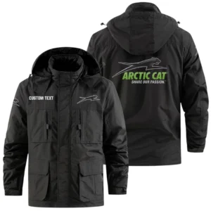 Arctic Cat Exclusive Logo Windbreaker Jacket Hooded Detachable, Outdoor Jacket Multi Pocket, Custom Name HIDI170325Y26WMPARC