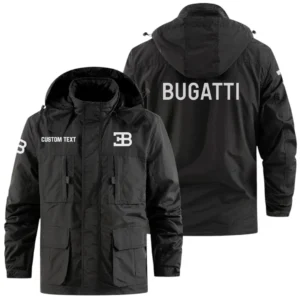 Bugatti Exclusive Logo Windbreaker Jacket Hooded Detachable, Outdoor Jacket Multi Pocket, Custom Name HIDI170325Y26WMPBUG