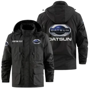 Datsun Exclusive Logo Windbreaker Jacket Hooded Detachable, Outdoor Jacket Multi Pocket, Custom Name HIDI170325Y26WMPDAT