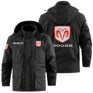 Dodge Exclusive Logo Windbreaker Jacket Hooded Detachable, Outdoor Jacket Multi Pocket, Custom Name HIDI170325Y26WMPDOD