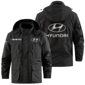 Hyundai Exclusive Logo Windbreaker Jacket Hooded Detachable, Outdoor Jacket Multi Pocket, Custom Name HIDI170325Y26WMPHYU