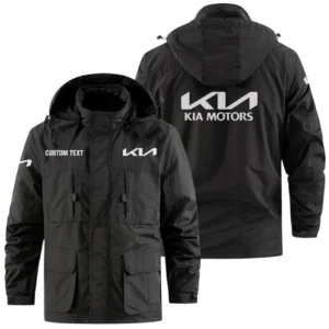 KIA Exclusive Logo Windbreaker Jacket Hooded Detachable, Outdoor Jacket Multi Pocket, Custom Name HIDI170325Y26WMPKIA