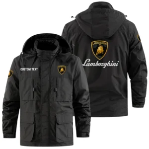Lamborghini Exclusive Logo Windbreaker Jacket Hooded Detachable, Outdoor Jacket Multi Pocket, Custom Name HIDI170325Y26WMPLAM