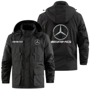 Mercedes AMG Exclusive Logo Windbreaker Jacket Hooded Detachable, Outdoor Jacket Multi Pocket, Custom Name HIDI170325Y26WMPMAG