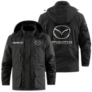 Mazda Exclusive Logo Windbreaker Jacket Hooded Detachable, Outdoor Jacket Multi Pocket, Custom Name HIDI170325Y26WMPMAZ