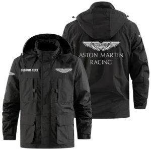 Aston Martin Racing Exclusive Logo Windbreaker Jacket Hooded Detachable, Outdoor Jacket Multi Pocket, Custom Name HIDI180325Y26WMPAMR